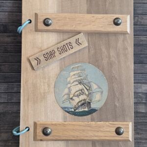 Vintage Wooden Snap Shots Photo Album with Ship Design North Wilkesboro NC
